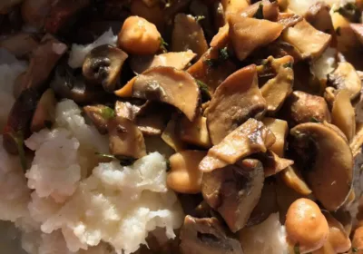 Puré de coliflor con salteado de setas