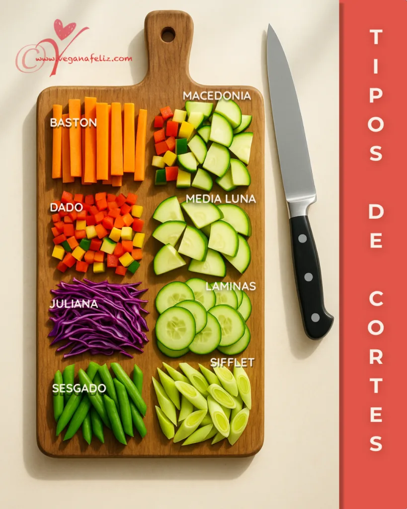 Tipos de cortes culinarios veganos Tipos de cortes culinarios veganos