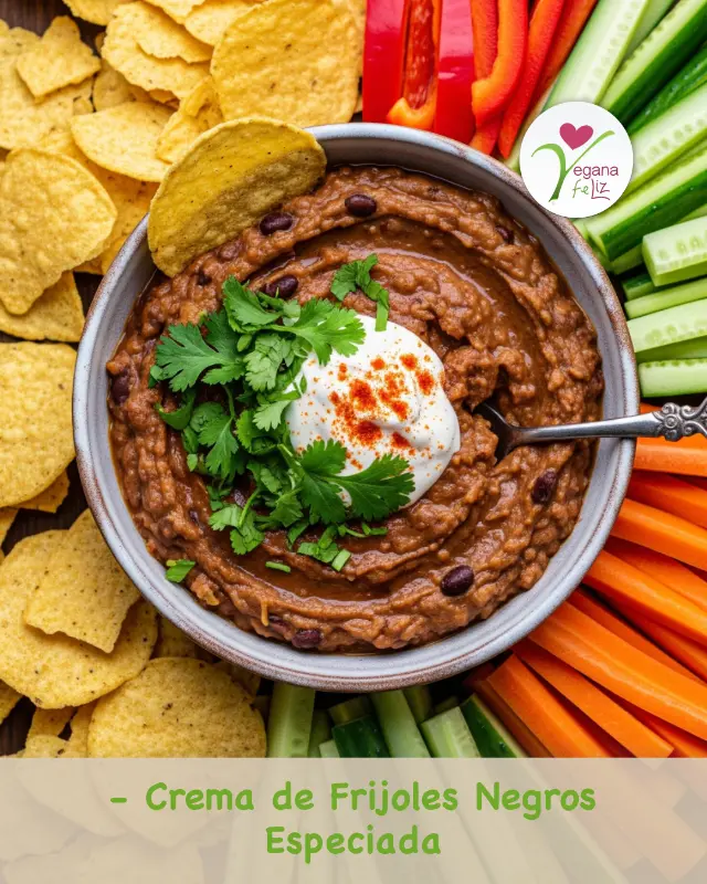 Crema de frijoles negros – dip vegano fácil