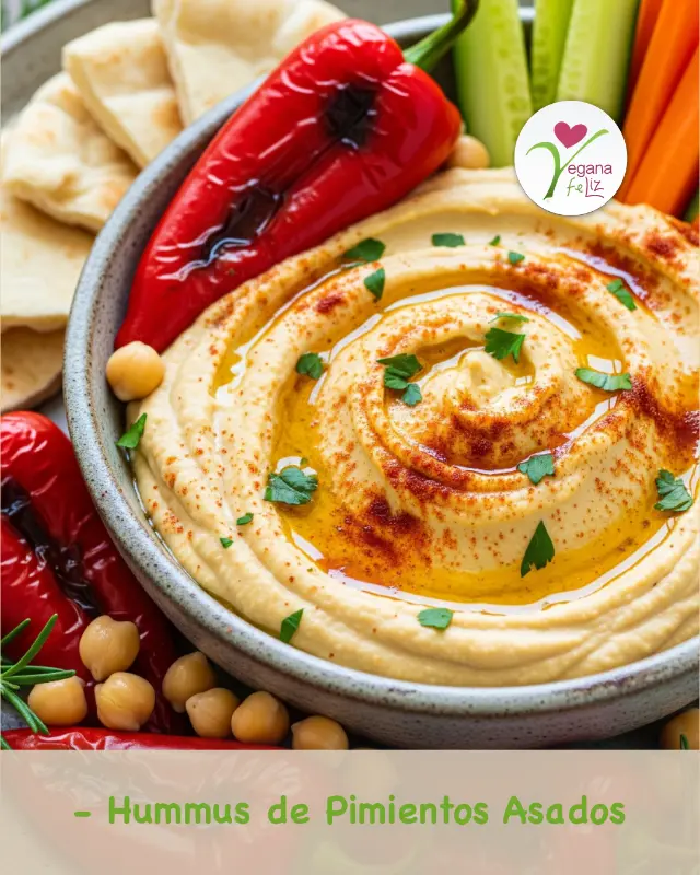 Hummus de pimientos asados – dip vegano saludable